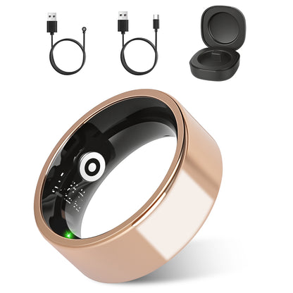 Smart Ring Health Tracker Fitness Sleep Stress HRV Tracker With Charging Case Magnetic Charging Cable For Women & Men Compatible With IOS & Android 7-Day Battery Life Size7 Size8 Size9 Size10