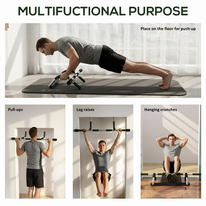 Doorway Pull Up Bar, Door Frame Chin Up Bar Push Up Bar For Home Gym Upper Body Workout, No Drilling Or Screws, Green