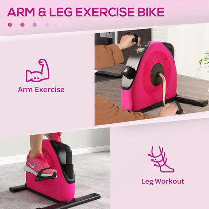 SPORTNOW Mini Exercise Bike, Portable Pedal Exerciser With LCD Display For Legs, Arms, Rehabilitation, Therapy, Pink