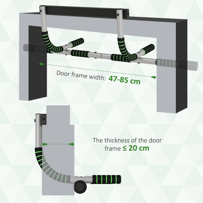 Doorway Pull Up Bar, Door Frame Chin Up Bar Push Up Bar For Home Gym Upper Body Workout, No Drilling Or Screws, Green