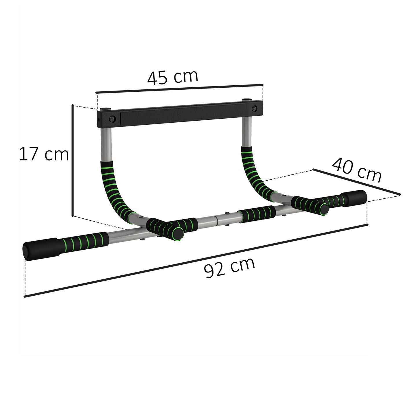 Doorway Pull Up Bar, Door Frame Chin Up Bar Push Up Bar For Home Gym Upper Body Workout, No Drilling Or Screws, Green