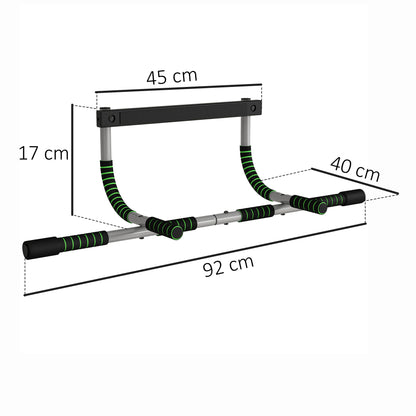 Doorway Pull Up Bar, Door Frame Chin Up Bar Push Up Bar For Home Gym Upper Body Workout, No Drilling Or Screws, Green
